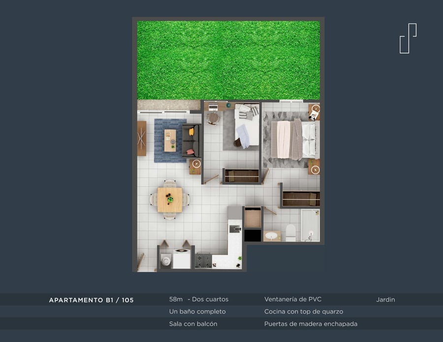 TIPO B1 CON JARDÍN 