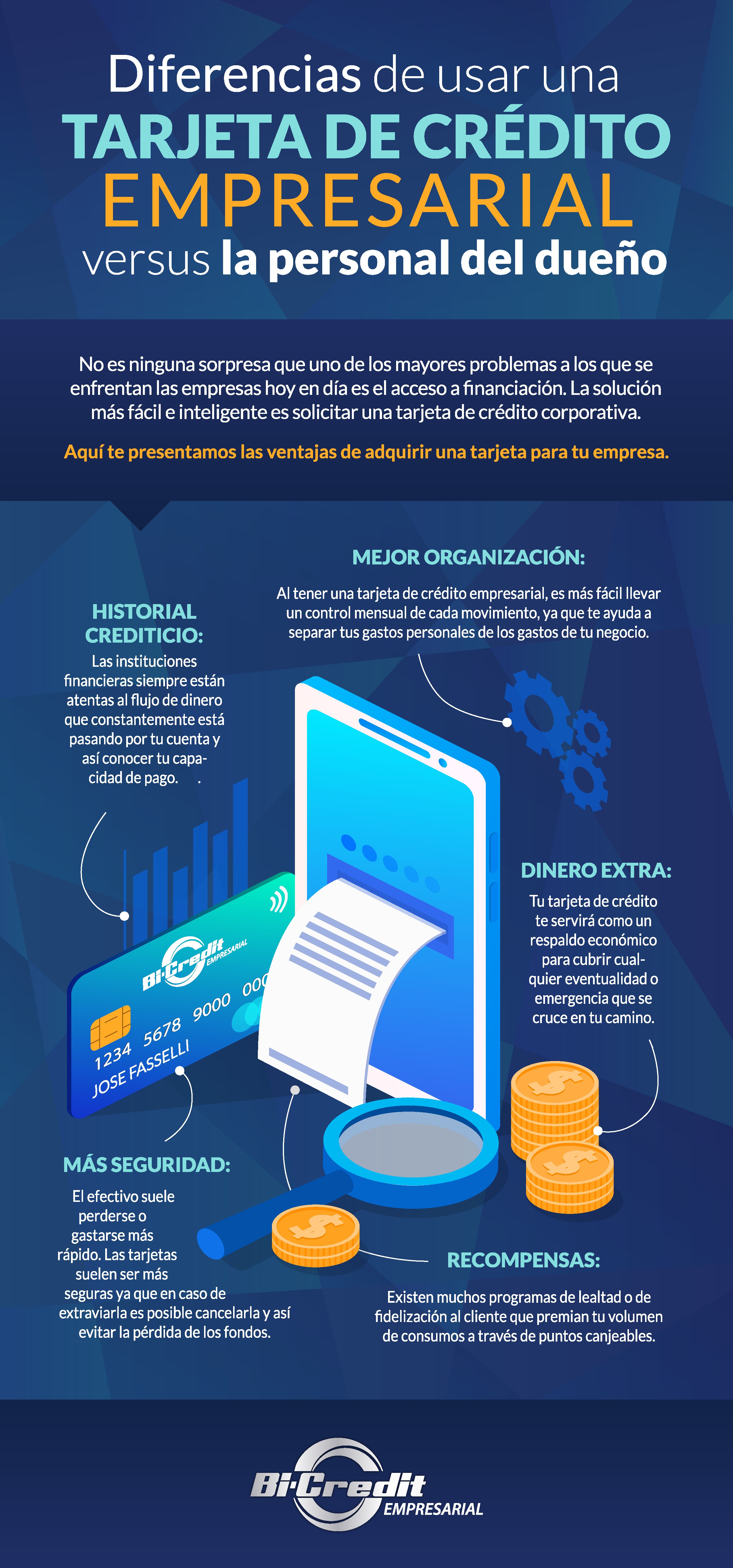 Bi-Credit - Diferencias de usar una tarjeta de crédito empresarial vs la personal del dueño - infografía-01