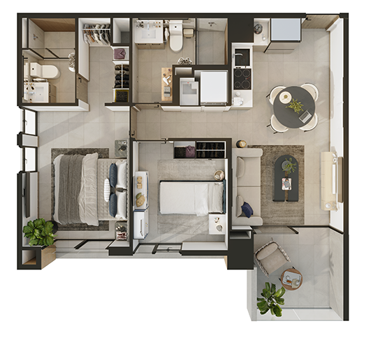 DOS HABITACIONES - ESQUINA 