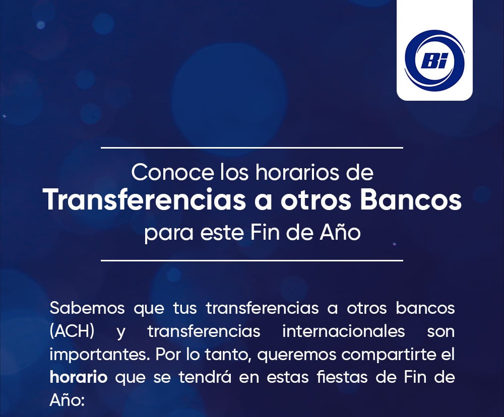 Horarios de Transferencias ACH e Internacionales - Fiestas Fin de Año