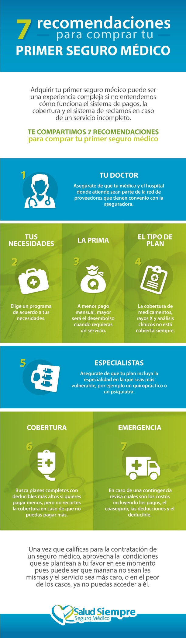 Salud-Siempre-infografía-7 recomendaciones para comprar tu primer seguro medico